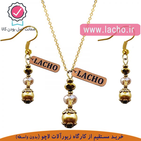 ست گردنبند و گوشواره استیل طرح اشکی طلایی {فروش عمده}